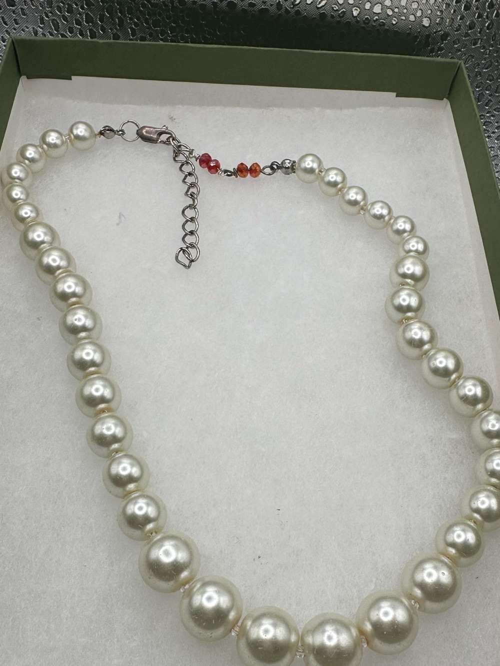 Artisan Graduated Faux Pearl Strand Necklace Sterling Silver 925 Accent Beads